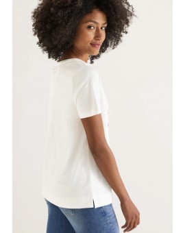 T-shirt blanc à manches courtes imprimé 319608 Street-One. L'atelier de Louison à Grand Quartier.