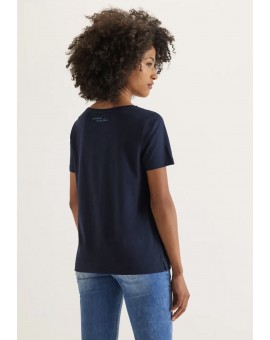 T-shirt bleu à manches courtes imprimé 319608 Street-One. L'atelier de Louison à Grand Quartier.