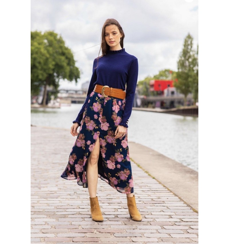 Jupe longueur midi à motif fleuri NAO La Petite Étoile. L'atelier de Louison à Grand Quartier.