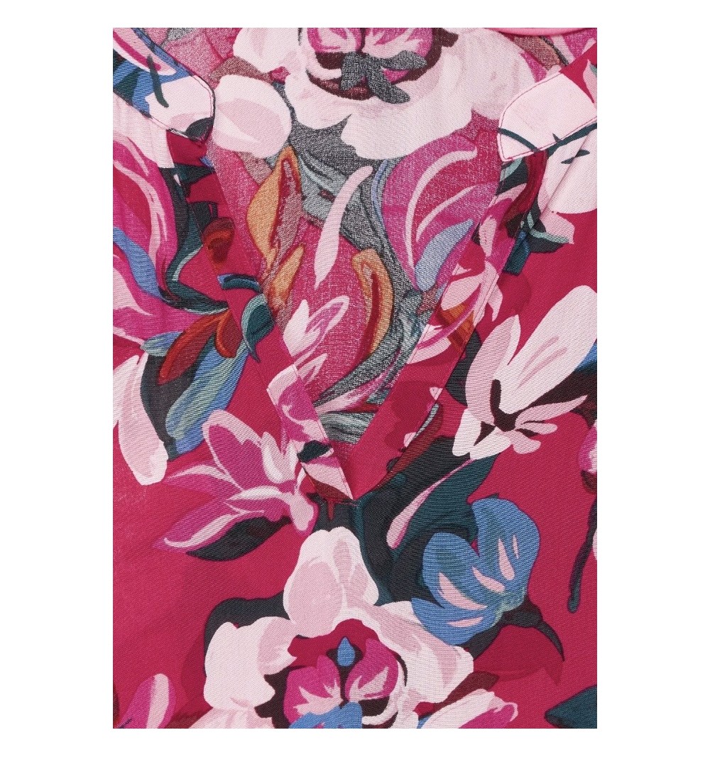 Robe rose à volants avec imprimé 143650 Street-One. L'atelier de Louison à Grand Quartier Rennes.