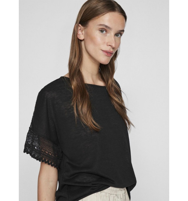 COL ROND TOP À MANCHES COURTES vila