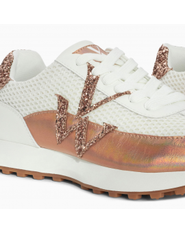 Baskets Mona blanc et rose gold à semelle running Vanessa Wu