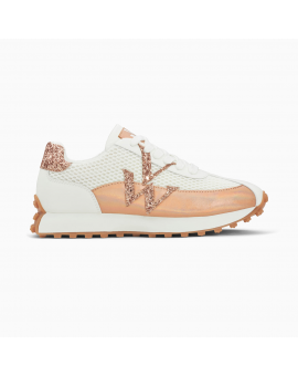 Baskets Mona blanc et rose gold à semelle running Vanessa Wu