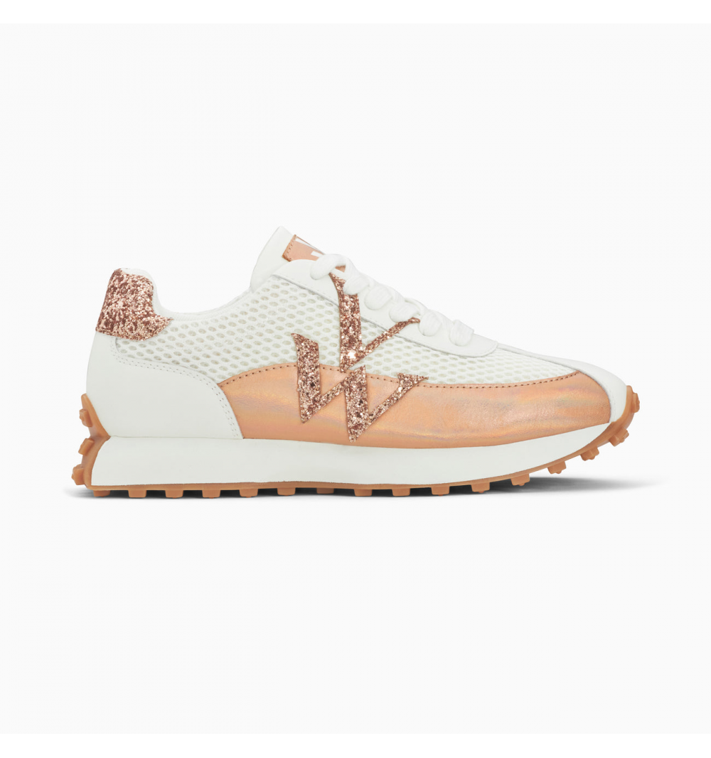 Baskets Mona blanc et rose gold à semelle running Vanessa Wu