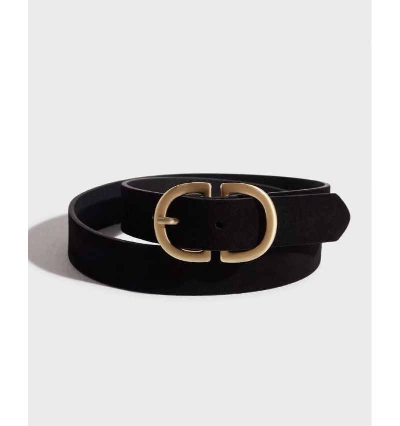 Ceinture noire en daim avec boucle dorée PCJUVA PIECES. L'atelier de Louison à Grand Quartier.