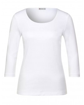 T-shirt blanc col rond sans coutures à manches 3/4 STREET ONE. L'atelier de Louison à Grand Quartier.